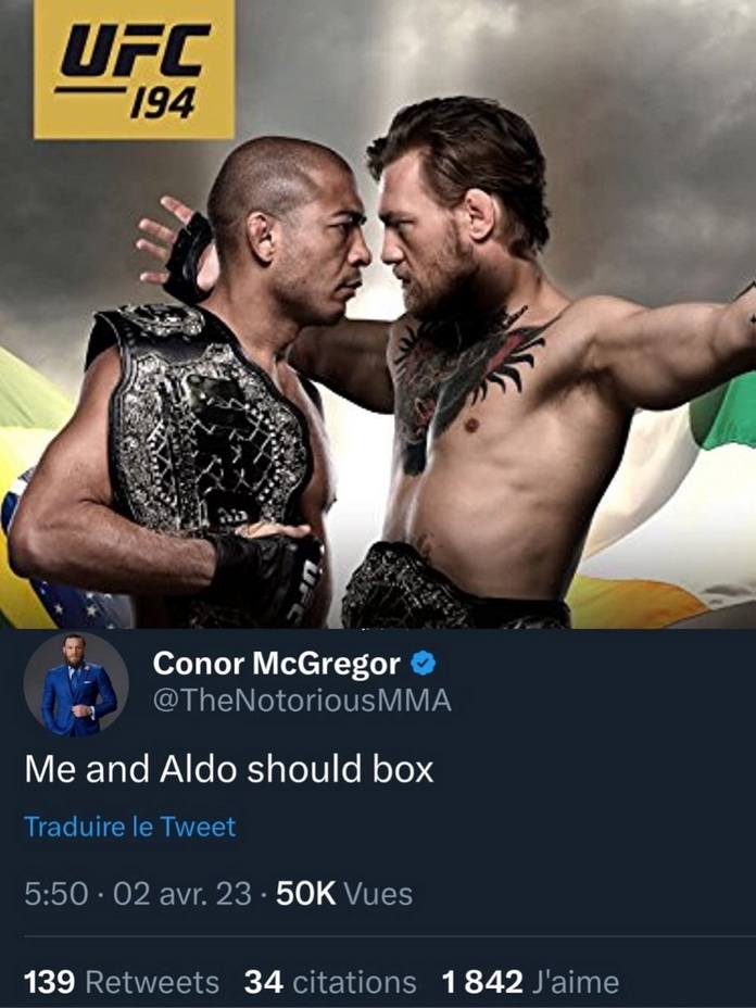 Конор МакГрегор заявил, что хотел бы встретиться с Жозе Альдо в боксе